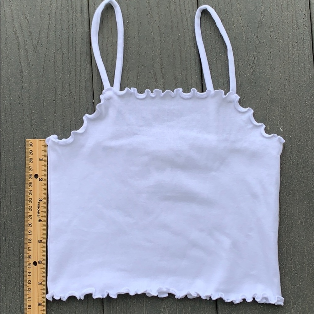 Lime Blue white super crop top size XS ruffle edge